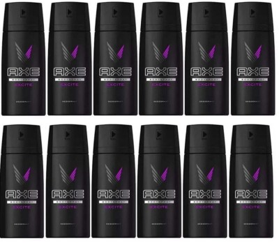 Axe Excite Deodorant Mens Body Spray 12 Packs