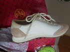 New Tory Burch Size 9 Vintage Anni Nylon Runner Trainer Sneaker Shoe White Beige — photo 4