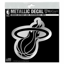 MIAMI HEAT DIE-CUT METALLIC CHROME DECAL 6"X6" FOR WINDOWS HIGH QUALITY