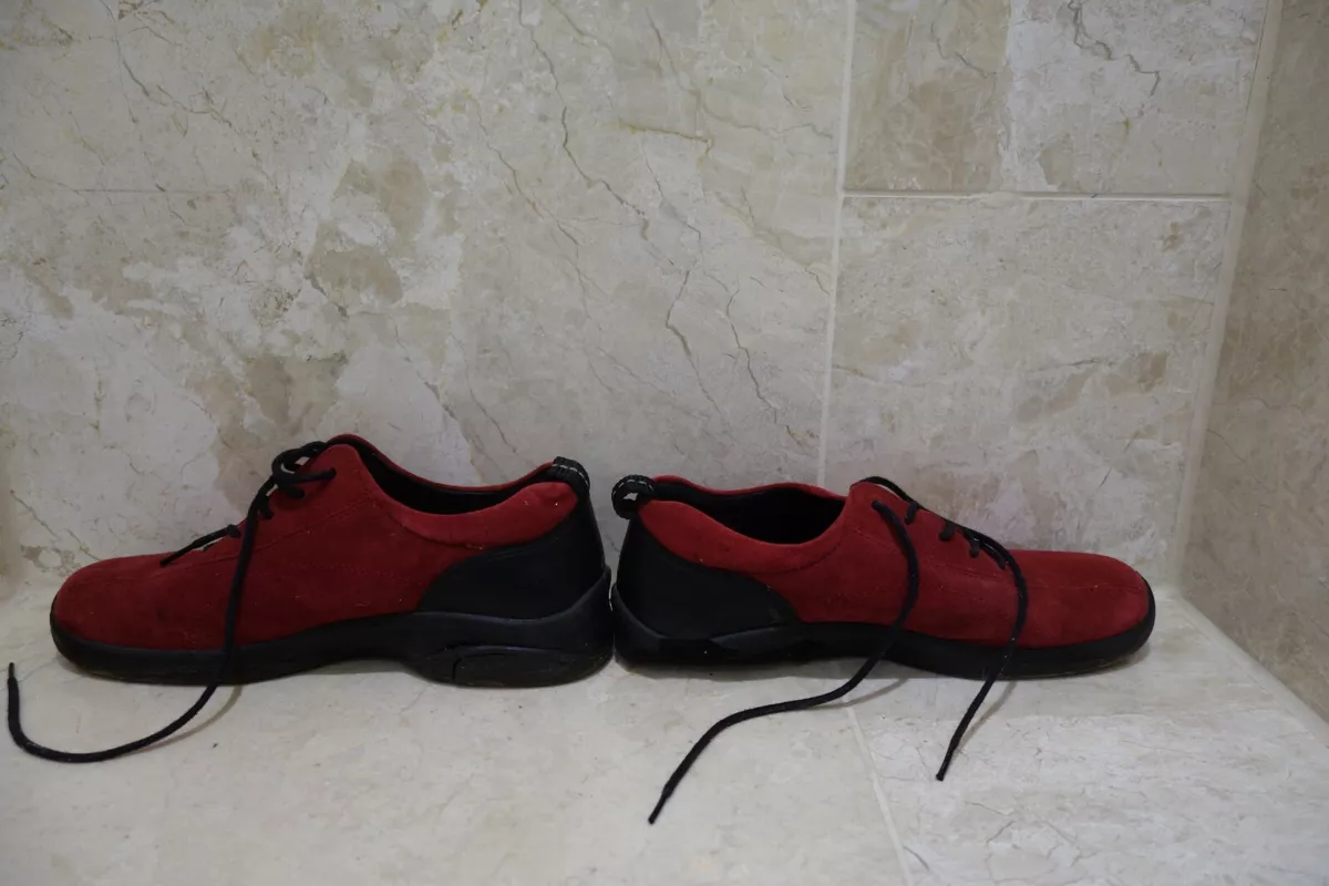 Ecco Red Suede Walking Shoes 4 37 Soles Damaged Need Repair Project