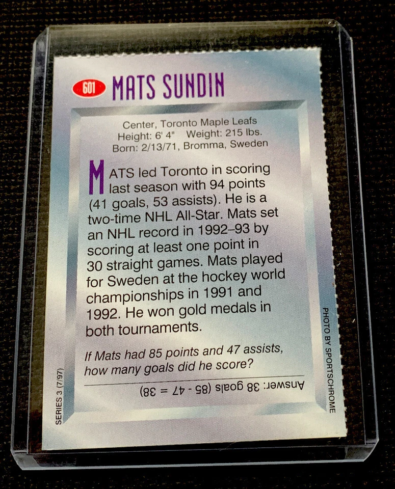 MATS SUNDIN RARE SPORTS ILLUSTRATED FOR KIDS SI TORONTO MAPLE LEAFS NM+ - Image 2 of 2