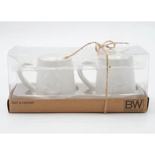 Boston Warehouse White Ceramic Salt & Pepper Shakers Set