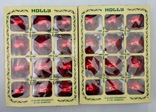 Vintage Red Lot of 24 Holly Glass Ornaments #214 Christmas Holiday Made in USA
