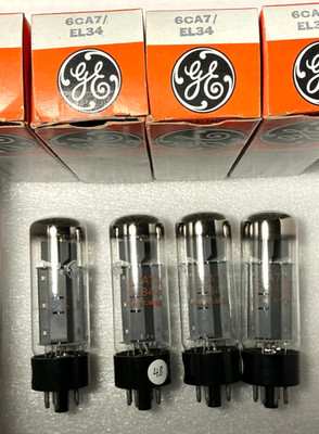 NOS Matched Quad of Mullard/GE Labeled EL34/6CA7 Pentode Power Tube