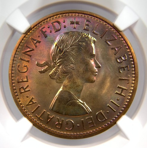 1961 Australia Proof - Large Penny - NGC PF65 RB STAR - Excellent Toning - Picture 2 of 4