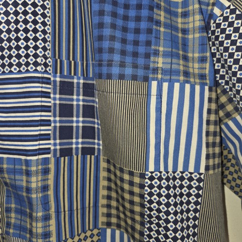 Cabin Creek Mens Shirt Sz XL Madras Patchwork **FLAWS** Blue Button Down - Picture 3 of 20
