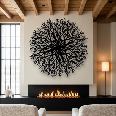 Abstract Tree Metal Sign, Fireplace Wall Art, Pine Tree Metal Wall Art