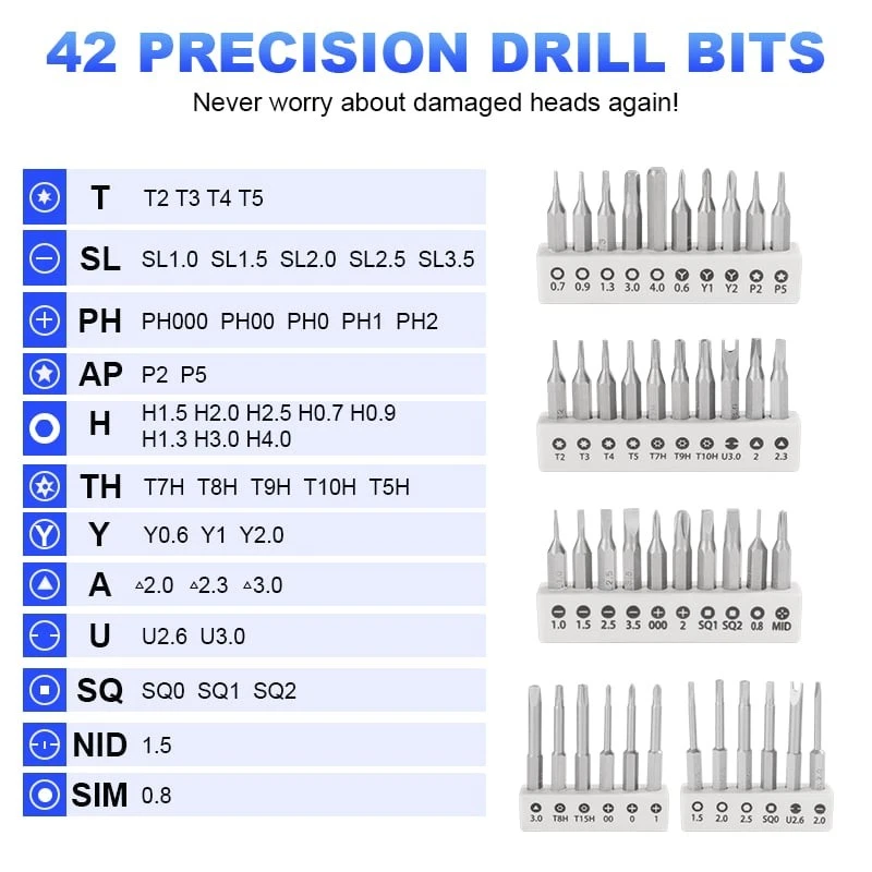 Juego de destornilladores eléctricos de precisión 44 en 1 kit de herramientas de reparación de teléfonos inalámbricos para computadora portátil Foto 2 de 4