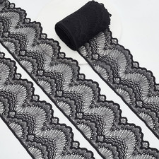 10.9 Yard 4 Inch Wide Sheer Lace Trim Black Lace Ribbon Elastic Trim 10.9 Yards