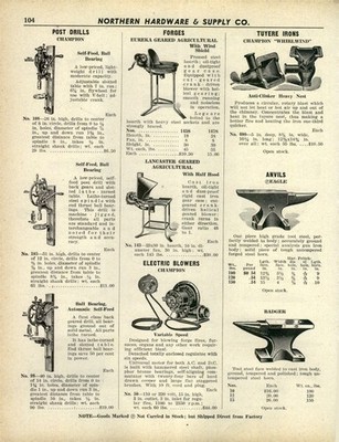 1947 PAPER AD Champion Post Drill Electric Blower Badger Anvil Eureka Forge 