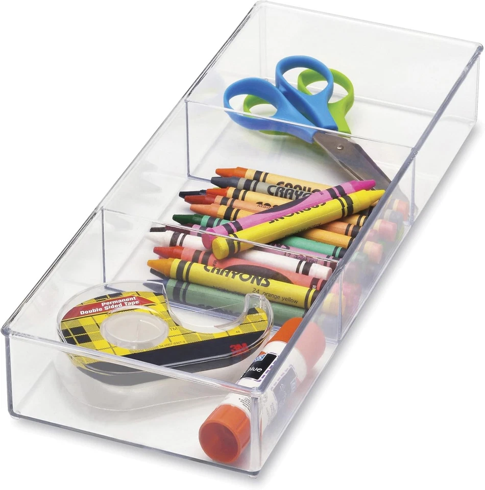 3-Section Clear Plastic Drawer Organizer – Easy Clean Resin Storage - Image 2 of 3