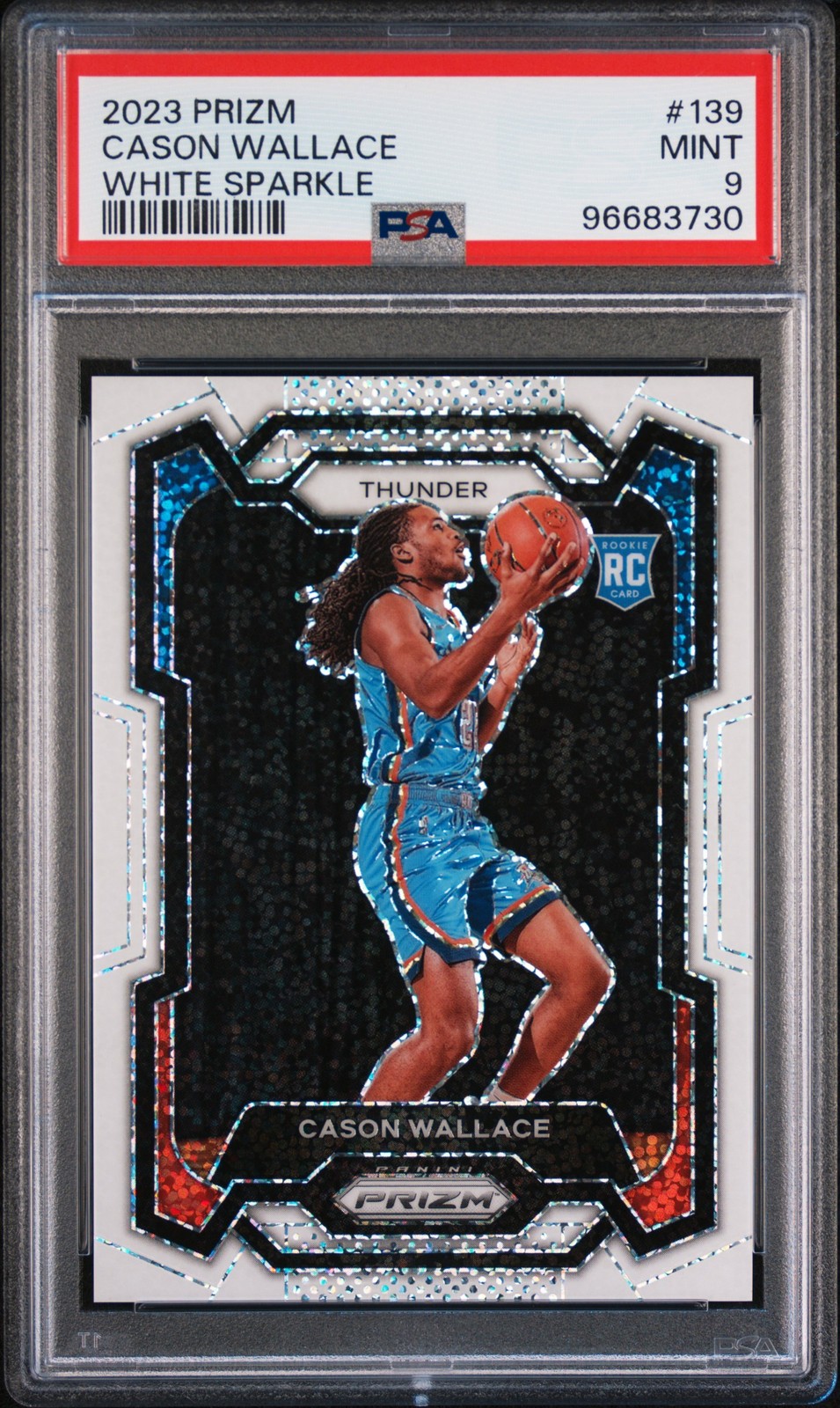 2023 PANINI PRIZM WHITE SPARKLE #139 CASON WALLACE PSA 9