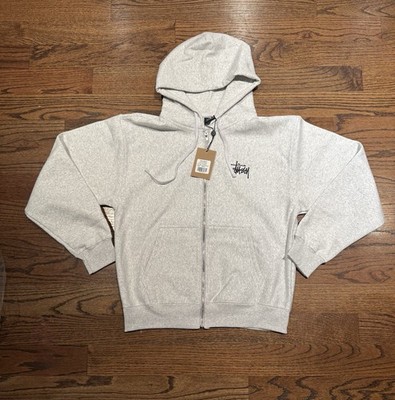 Stussy Basic Zip Up Hoodie-Ash Heather-Sz Small-Authentic ✓ | eBay