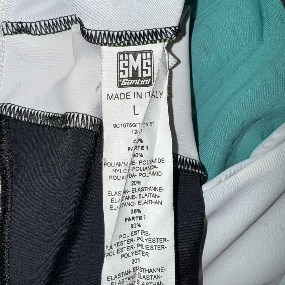 Santini Giant Better Cycling Bib Shorts L Black Yellow Italy Made Padded Chamois - Image 4 of 4