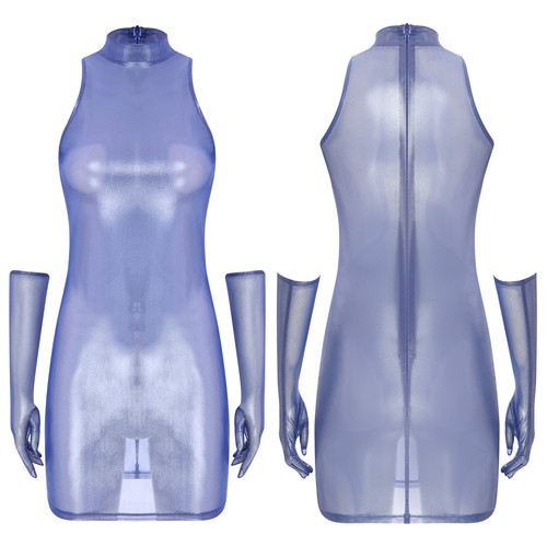 Womens Clubwear Halloween Bodycon Dress Sexy Outfit Gift Lingerie Glossy Bikini - Picture 8 of 114