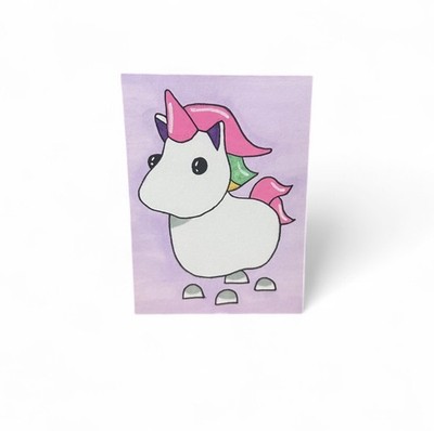 ACEO Art Card Original Hand Painted Watercolor 2.5  x 3.5  Adopt Me Unicorn