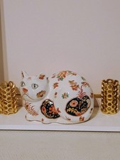 Vintage Japanese Imari Cat With Open Eyes Han...