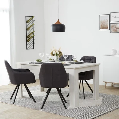 Esstisch ausziehbar mit 2 Stühlen Essgruppe Holz Weiß Sitzgruppe Set Homestyle4u - Bild 1 von 4