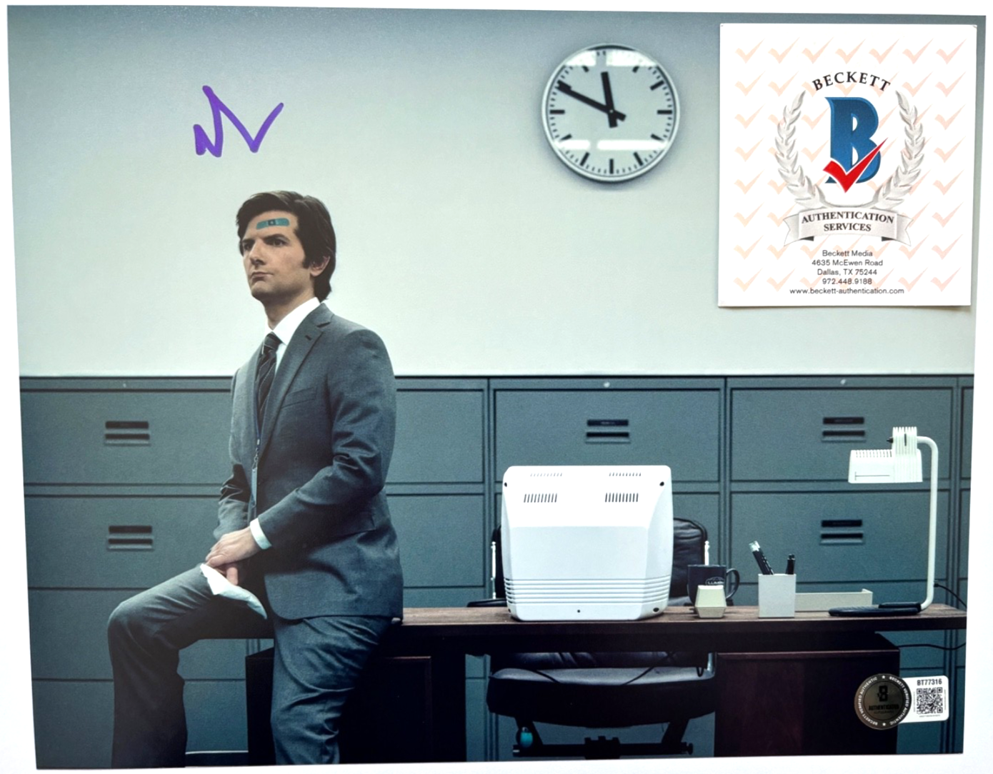 ADAM SCOTT SIGNED SEVERANCE 8X10 PHOTO MARK SCOUT PARKS REC ACTOR APPLE TV BAS E 