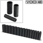 3/8 Deep Impact Socket Set Chrome Vanadium Steel Crv Sockets 8-22mm 15pc Voche®