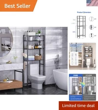Over The Toilet Storage Rack Bathroom Organizer Shelves Black 4 Tier