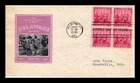 DR JIM STAMPS US COVER DELAWARE TERCENTENARY FDC SCOTT 836 BLOCK OF 4 IOOR