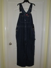 NEW Dickies Denim Bib Overalls Blue Indigo Carpenter Pockets Mens Size 38x30
