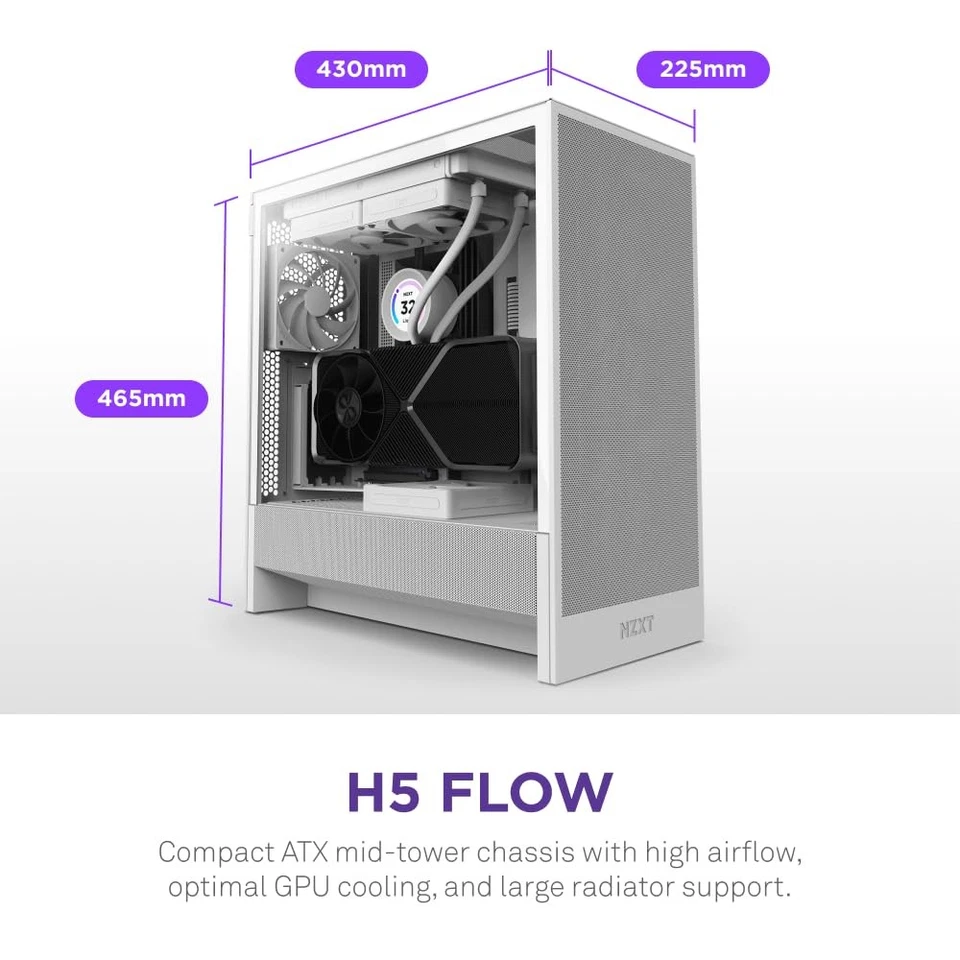 H5 Flow 2024 White Computer Chassis with Exceptional GPU Cooling and Airflow - Image 2 of 4