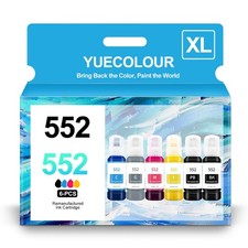 6 PCS 552 Ink Bottles For ET8550 ET8500 BK PB C M Y GY Refill Kit