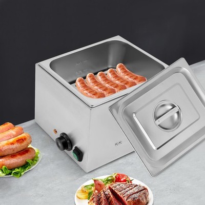 1300W Elektrischer 39*30*27cm Würstchenwärmer 10L Edelstahl Hot Dog Wurstwärmer