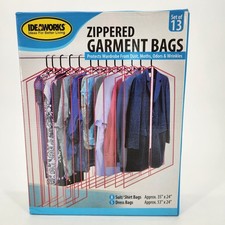 13 Clear Zippered Garment Bags Cloth Storage 8 Suit Shirt 5 Dress Covers NEW