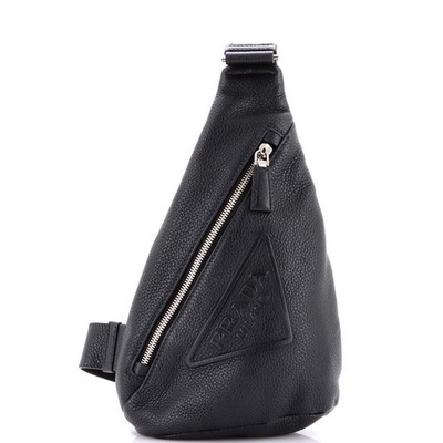 Prada Triangle Logo Sling Bag Leather #265024P17B Prada Triangle Leather Shoulder Bag | Vivrelle main image 2