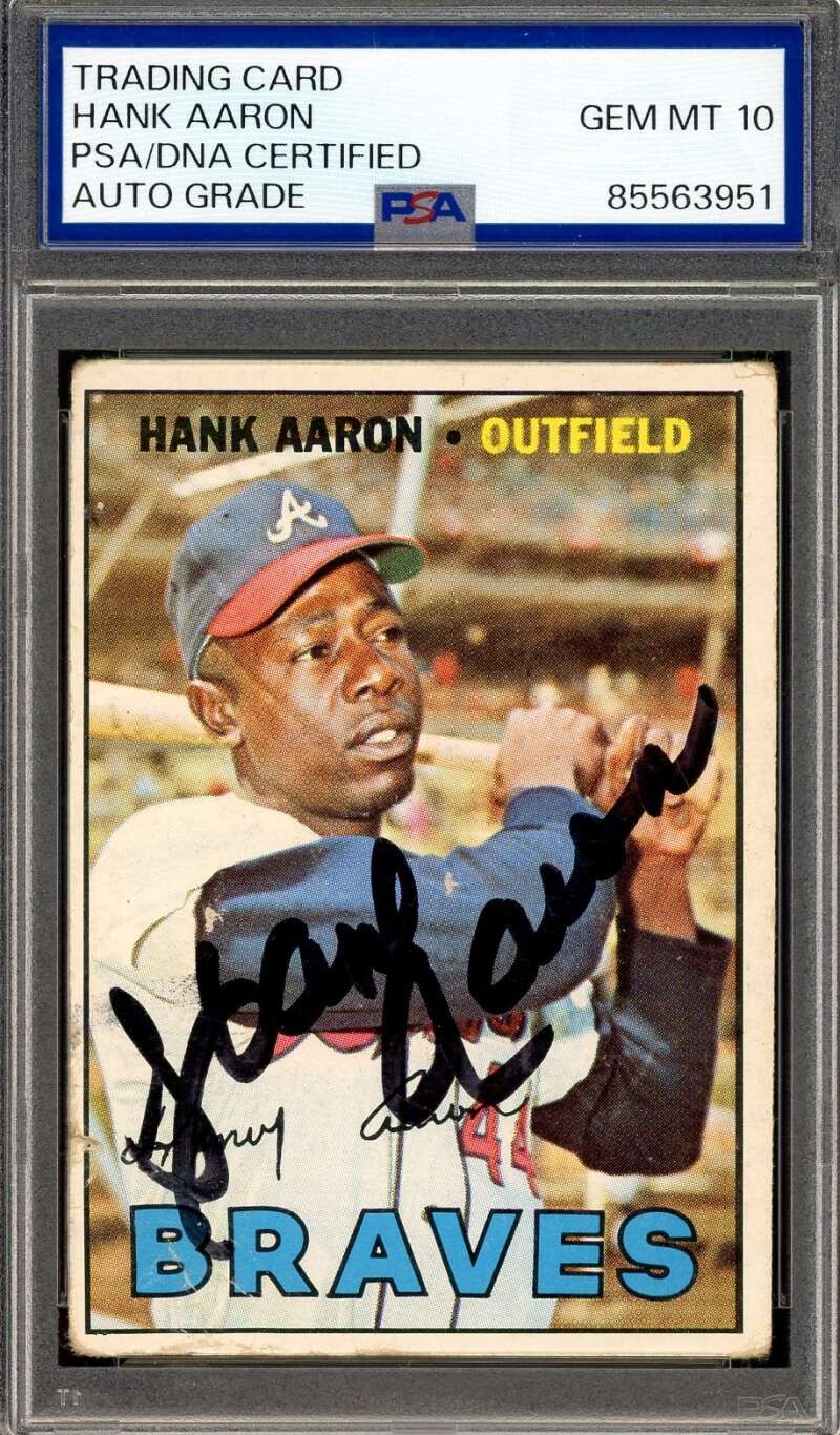 Hank Aaron Gem Mint 10 PSA DNA Signed 1967 Topps Autograph