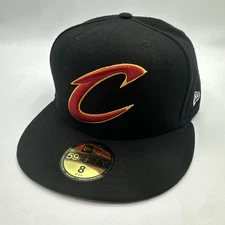 New Era 59Fifty NBA CLEVELAND CAVALIERS Hat Black Red Cap Size 8 - NEW