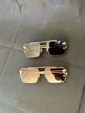 Fashion Leopard Rimless Sunglass Double Beam Shades UV400 Set Of 2 Grey/brown