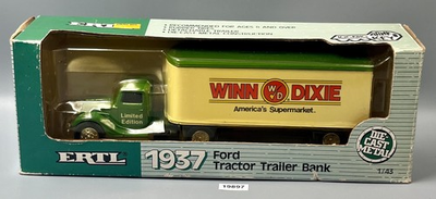 #ad ERTL WINN DIXIE 1937 Ford Tractor Trailer Bank #9706 1:43 NEW IN BOX 1988 $13.99