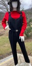 EDELWEISS Vintage Womens Black Ski Bib Stirrup Pants sz 12