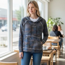 Sundry Camo Print Hoodie 0 XS Pullover Lightweight Comfy Loungewear Athleisure