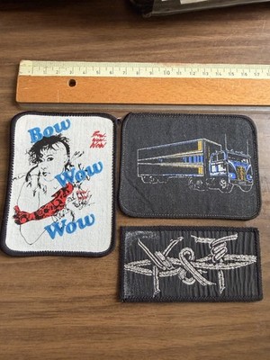 3er Set Patch/ Aufnäher/ Bow Wow Wow/ Truck/ Stacheldraht / 80er J. #62