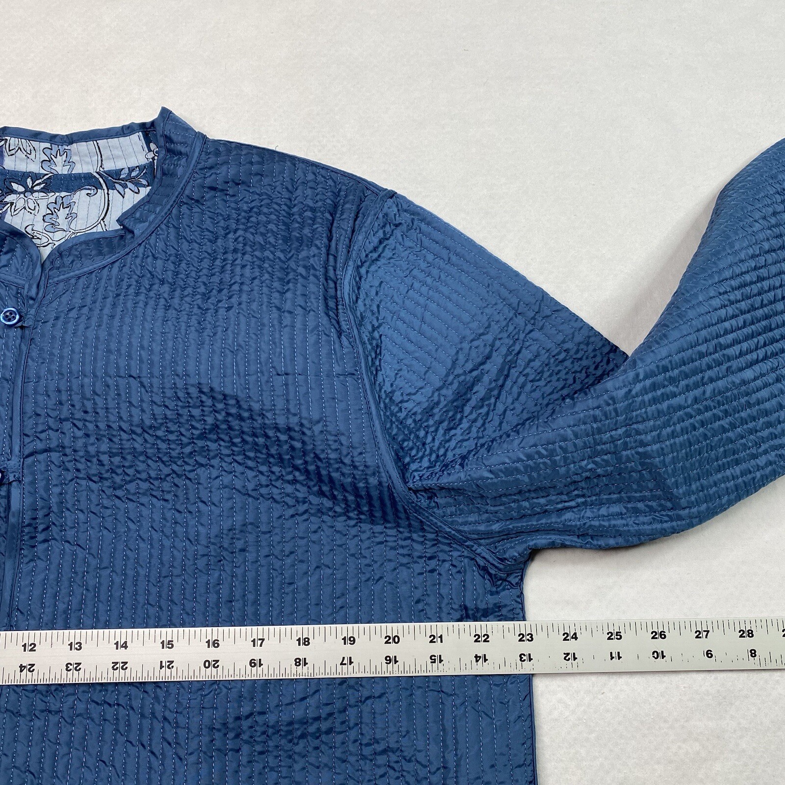 Blair Blue Patchwork Jacket Sz L Button Front Qui… - image 6