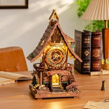 ROKR Cuckoo Clock 3D Wooden Puzzle Mechanical DIY Model Kit for Adult Home Decor