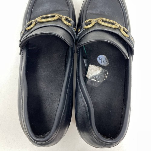 Y2K Chunky Faux Leather Platform Loafers Lug Sole Gold Chain Detail Size 8.5 - Picture 3 of 7