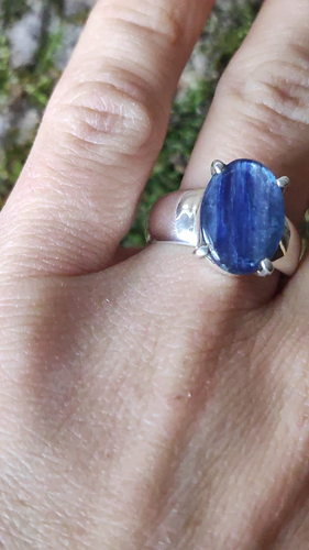 Anillo de piedra curativa de cianita facetado hecho a mano plata de ley 925 tamaño 54 R1996 - Vídeo 1 de 1