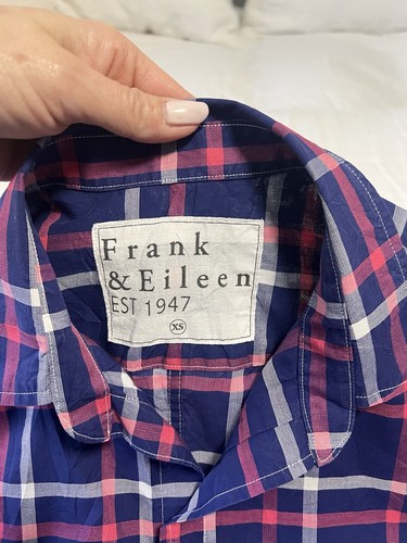 Frank & Eileen | SZ XS | Barry Blue Pink Plaid Spread Collar Button Up Shirt - Picture 5 of 11