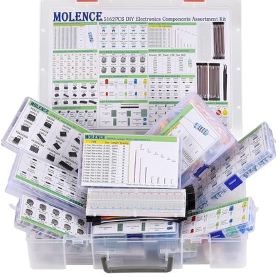 Molence 5162pcs DIY Electronics Components Kit Assortment, Resistors, Inducto...