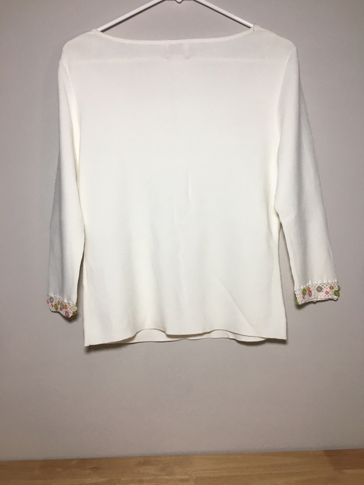 Ruby Rd White Beaded / Button Style Neck And Slee… - image 2