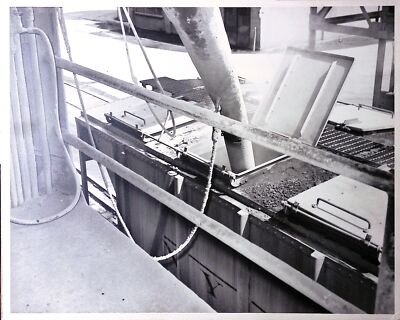 Vintage Art Board Photograph Industrial Loading Scene with Machinery and Rails