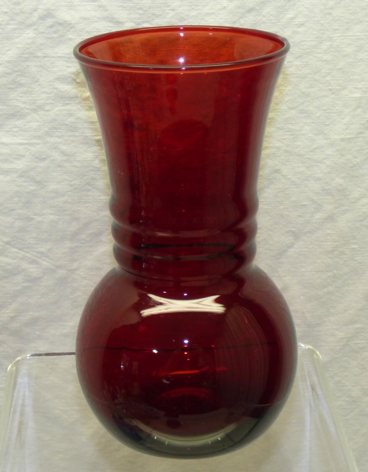 Pair 6" Tall Anchor Hocking Royal Ruby Red Triple Band 2 Vintage Glass Vases eBay