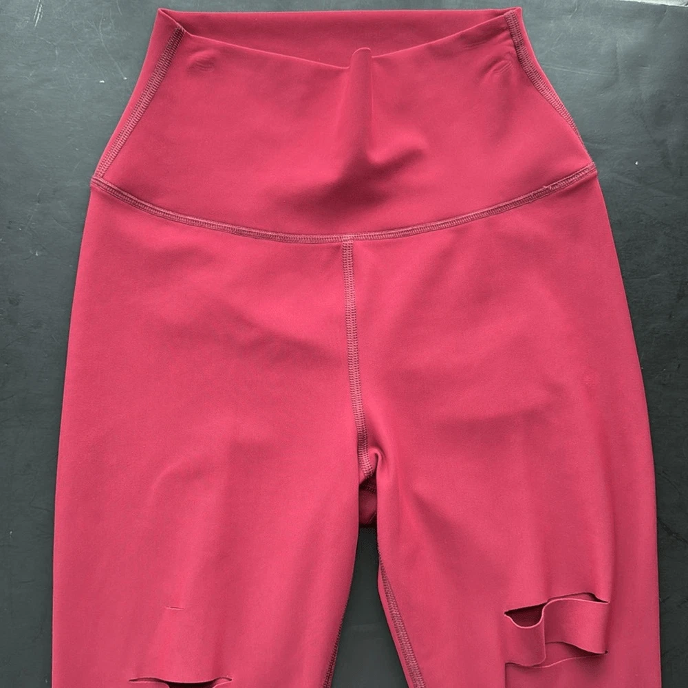 alo-yoga ripped warrior high waist laser cutout workout athleisure leggings
