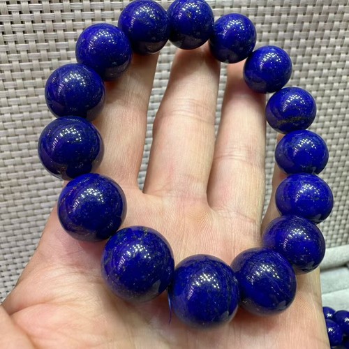 14,5 mm Natürliche Königsblau Lapislazuli Stretch Kristall Perlen Armband AAAAA - Bild 2 von 9